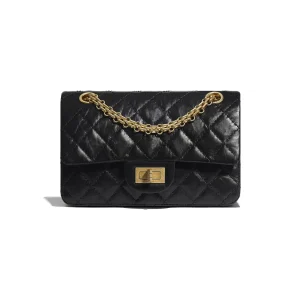 MINI 2.55 HANDBAG Aged Calfskin & Gold-Tone Metal Black