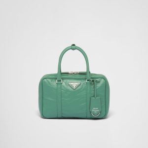 Prada Medium antique nappa leather top handle bag - Sage Green