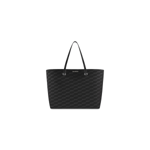 SIGNATURE LARGE EAST-WEST SHOPPER BAG BB MONOGRAM COATED CANVAS IN BLACK