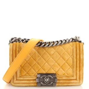 Chanel Boy Flap Bag Quilted Velvet Small