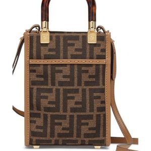 Fendi Mini Sunshine Shopper in Brown FF Fabric Mini Bag