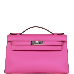 Hermes Kelly Pochette Magnolia Swift Palladium Hardware