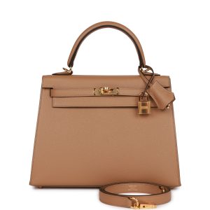 Hermes Kelly Sellier 25 Chai Epsom Gold Hardware