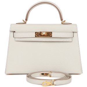 Hermes Kelly Sellier 20 Mushroom Chevre Gold Hardware