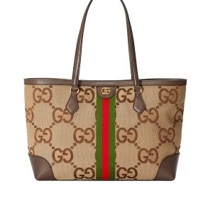 Gucci Ophidia Jumbo GG Medium Tote in Camel/Ebony