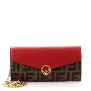 Fendi Continental with Chain in Red Leather
